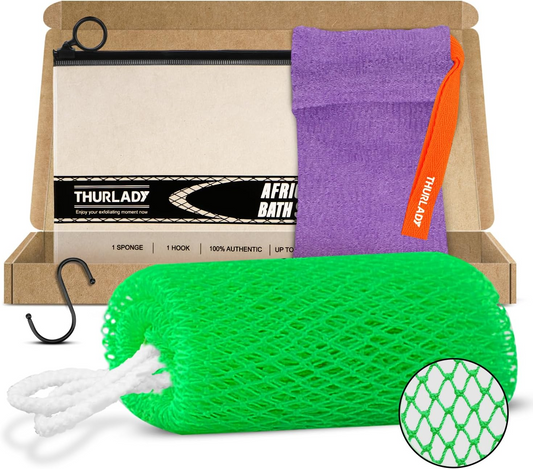 1 Pack African Net Bath Sponge, Green