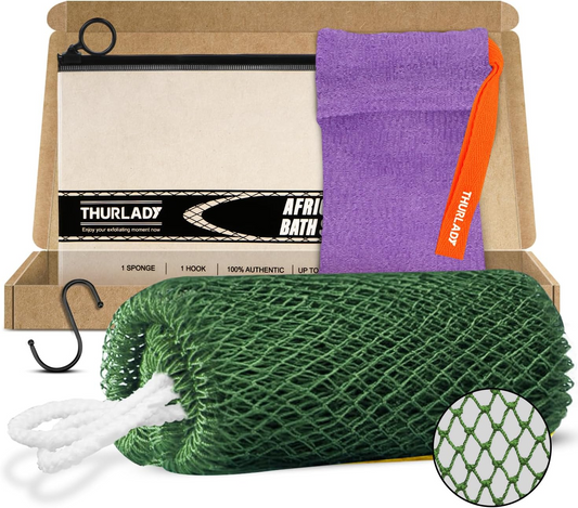 1 Pack African Net Bath Sponge, Olive