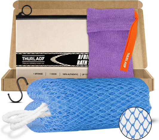 1 Pack African Net Bath Sponge, Sky Blue