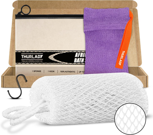 1 Pack African Net Bath Sponge, White