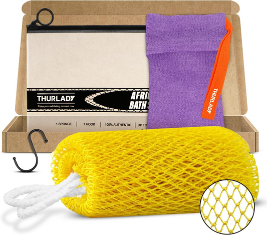 1 Pack African Net Bath Sponge, Yellow