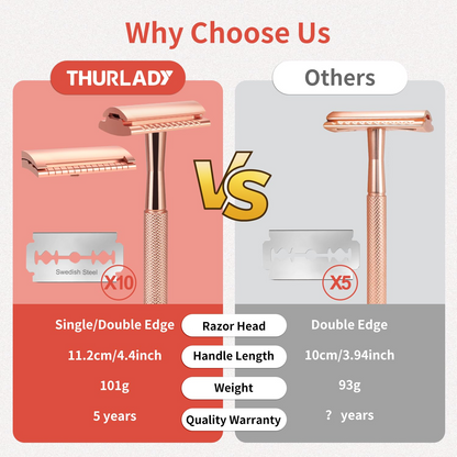 Single & Double Edge Safety Razor with Stand, Rose Gold