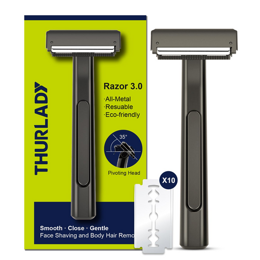 Stainless Steel Razor, 2-layer Single Edge Razor 3.0, Black