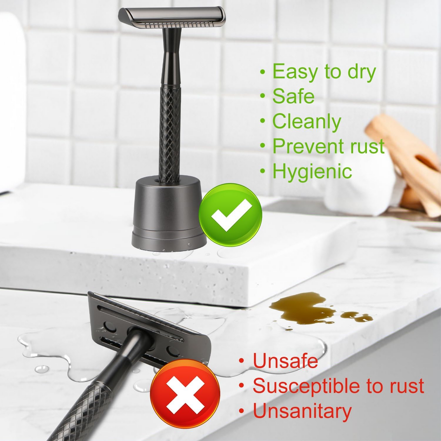 Safety Razor Stand, Safety Razor Holder (Gun Black)