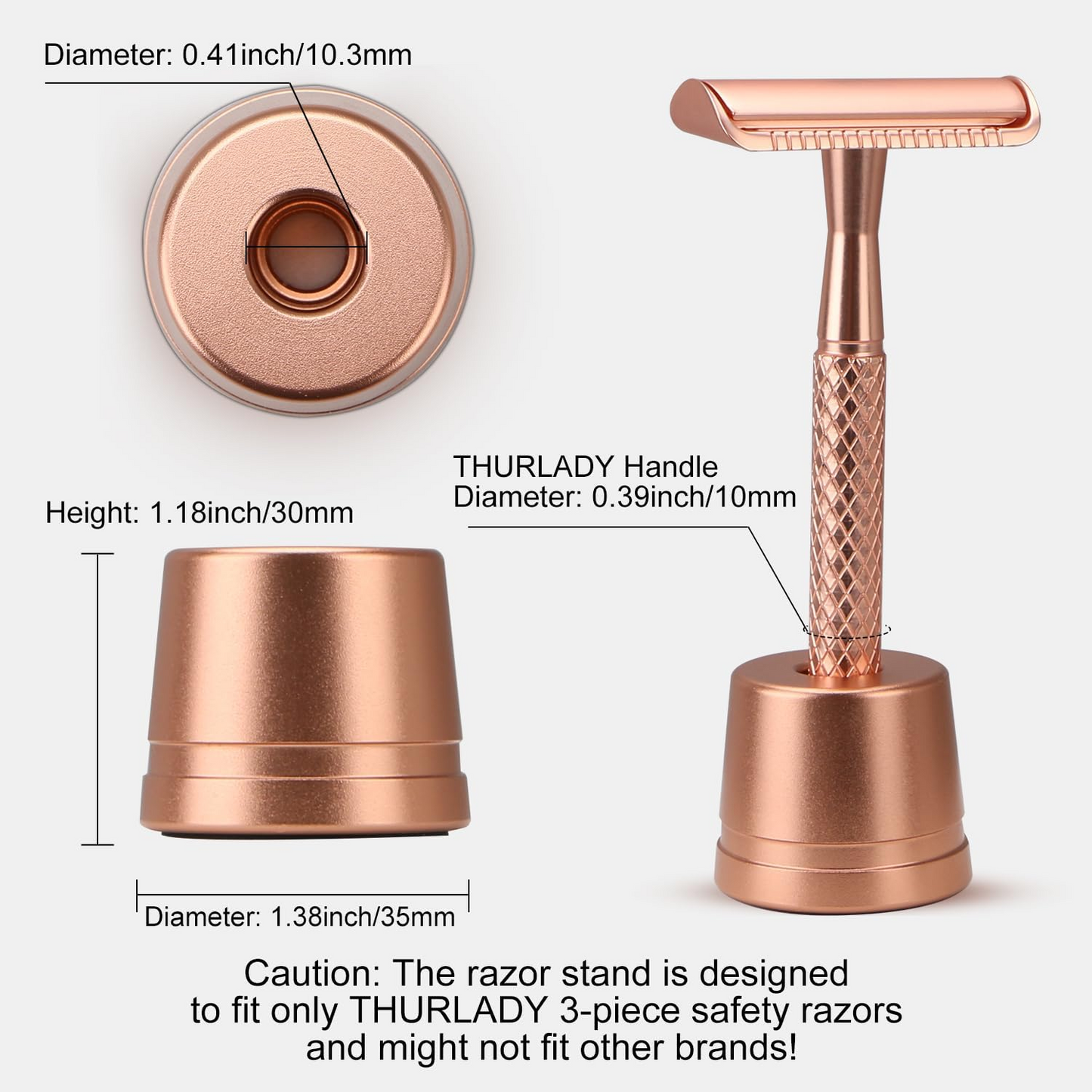 Safety Razor Stand, Safety Razor Holder (Rose Gold)