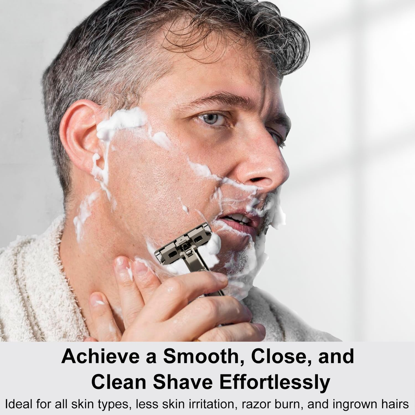 Stainless Steel Razor, 2-layer Single Edge Razor 3.0, Gun Black