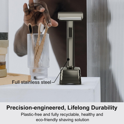 Stainless Steel Razor, 2-layer Single Edge Razor 3.0, Gun Black