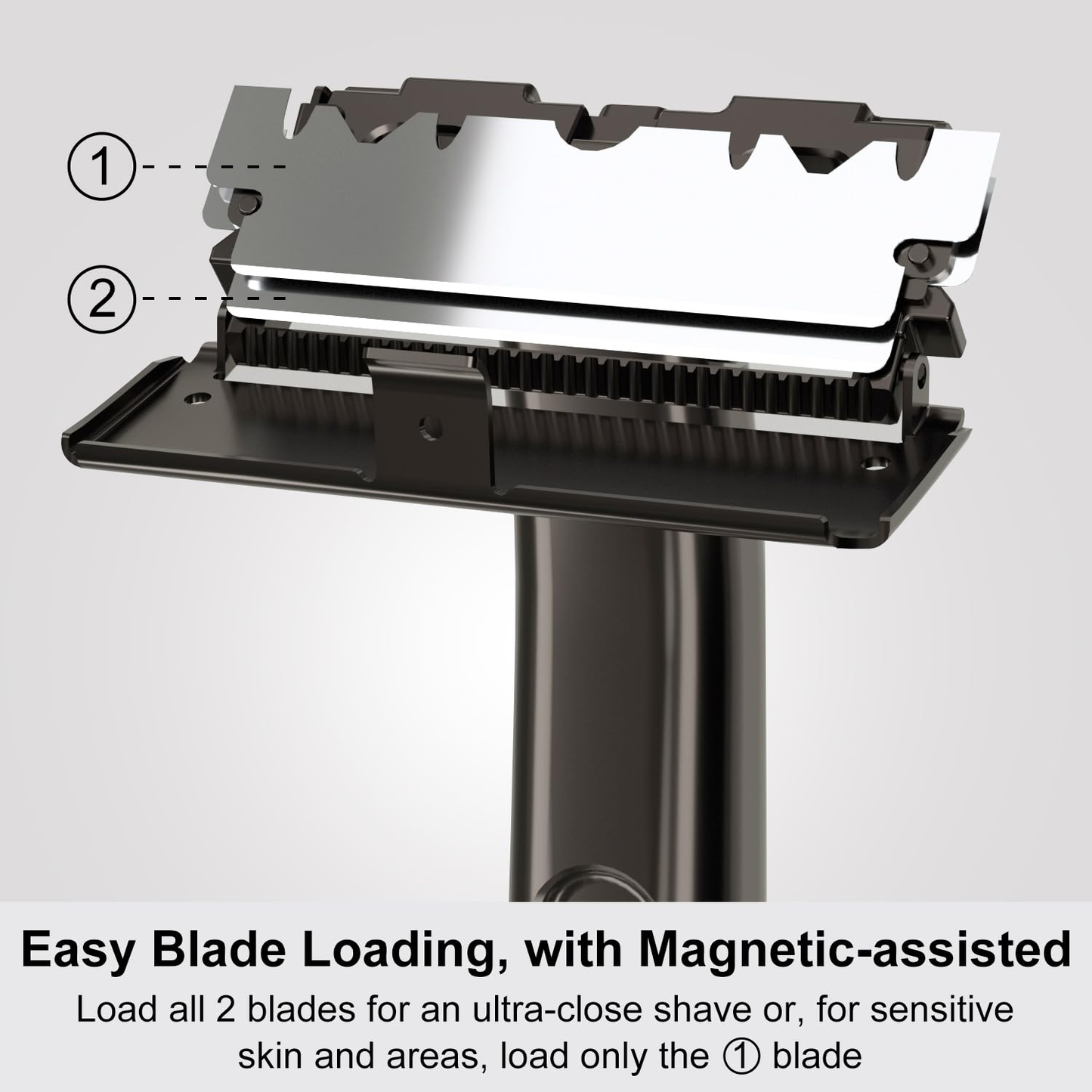 Stainless Steel Razor, 2-layer Single Edge Razor 3.0, Gun Black