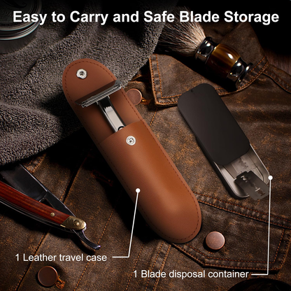 Stainless Steel Razor, 2-layer Single Edge Razor 3.0, Gun Black