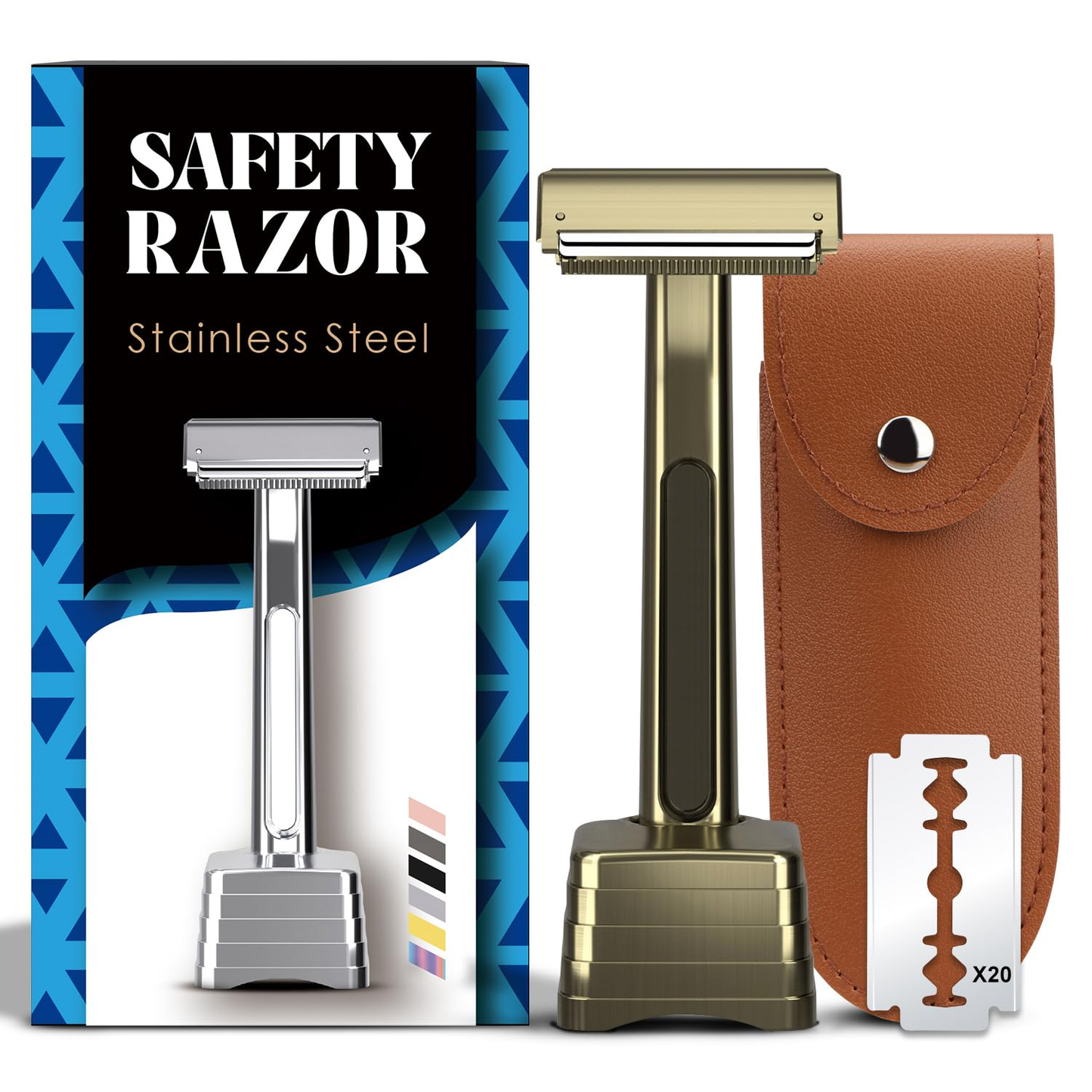 Stainless Steel Razor, 2-layer Single Edge Razor 3.0, Bronze