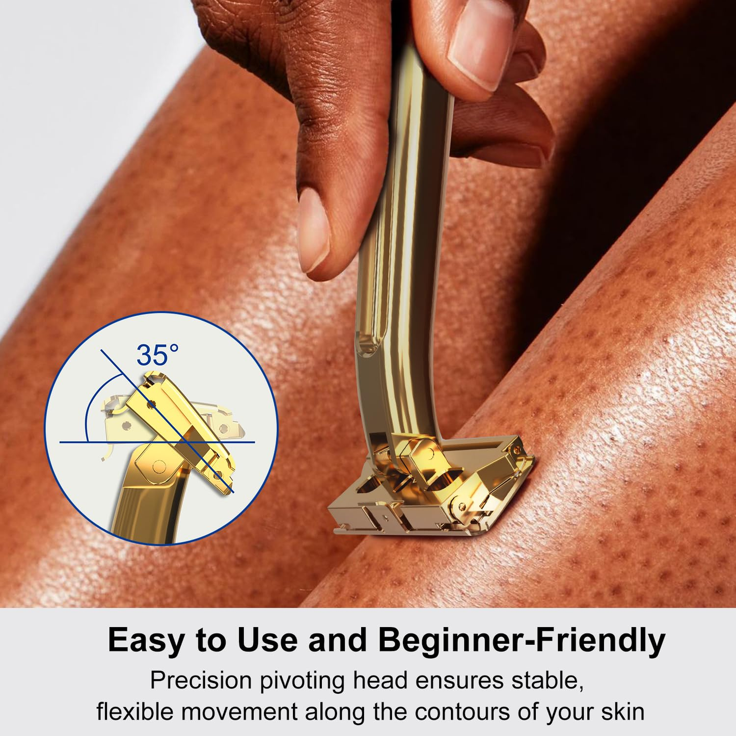 Stainless Steel Razor, 2-layer Single Edge Razor 3.0, Golden