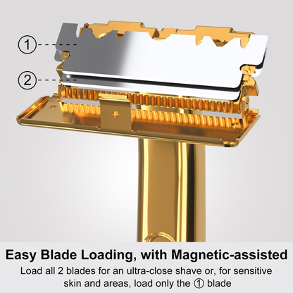 Stainless Steel Razor, 2-layer Single Edge Razor 3.0, Golden