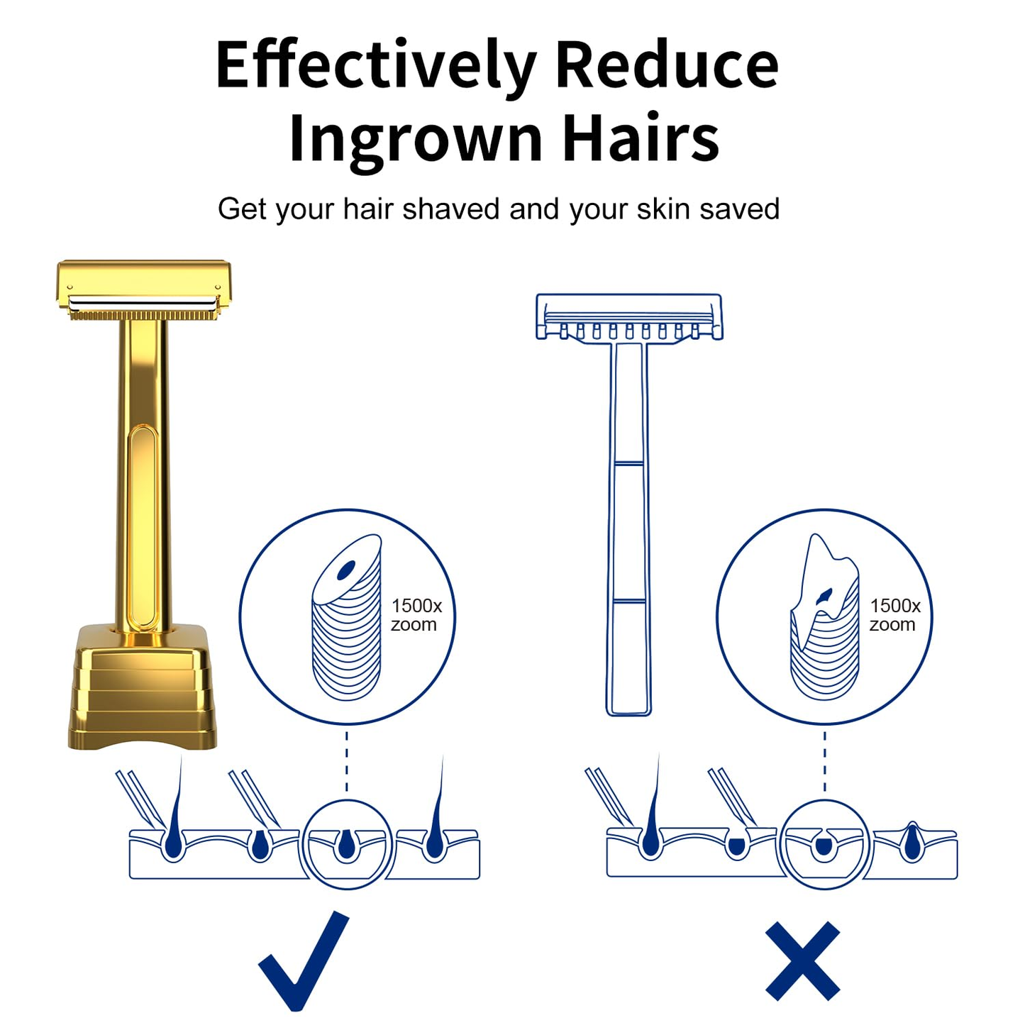 Stainless Steel Razor, 2-layer Single Edge Razor 3.0, Golden