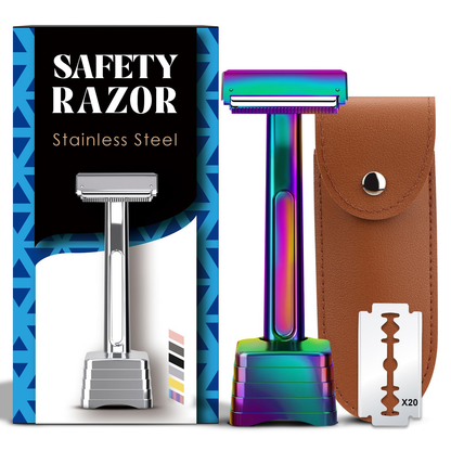 Stainless Steel Razor, 2-layer Single Edge Razor 3.0, Rainbow