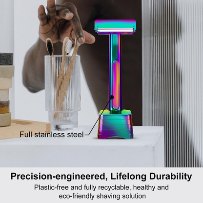 Stainless Steel Razor, 2-layer Single Edge Razor 3.0, Rainbow