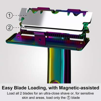 Stainless Steel Razor, 2-layer Single Edge Razor 3.0, Rainbow