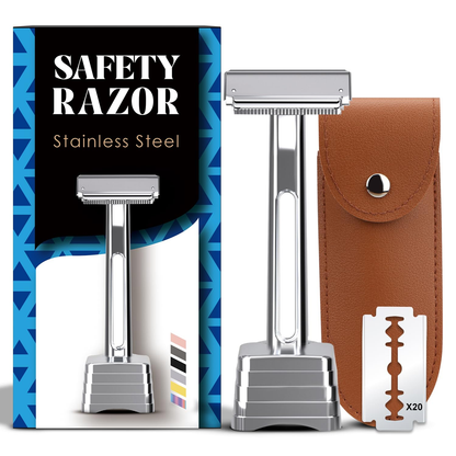 Stainless Steel Razor, 2-layer Single Edge Razor 3.0, Silver