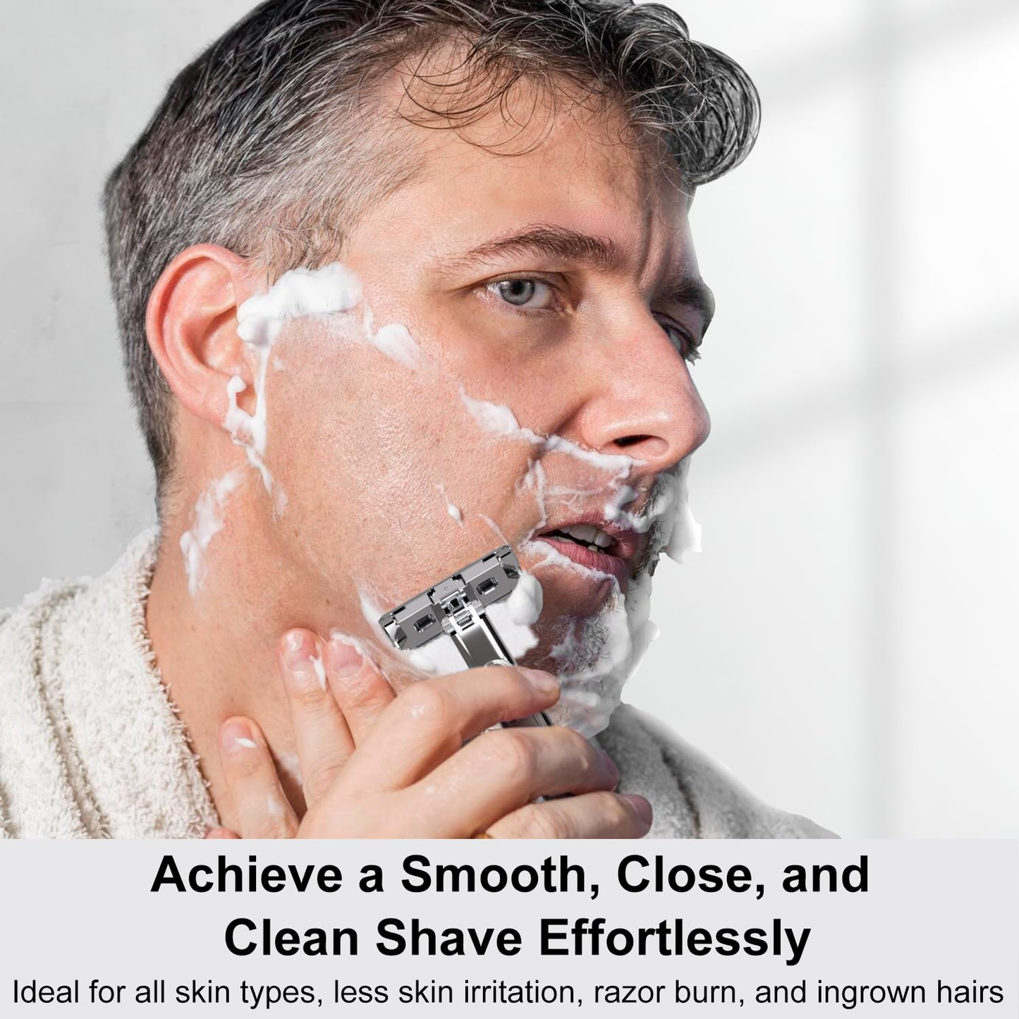 Stainless Steel Razor, 2-layer Single Edge Razor 3.0, Silver