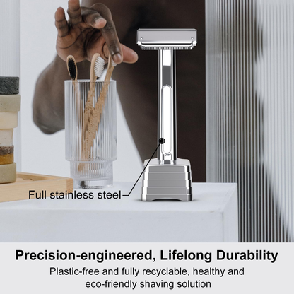 Stainless Steel Razor, 2-layer Single Edge Razor 3.0, Silver