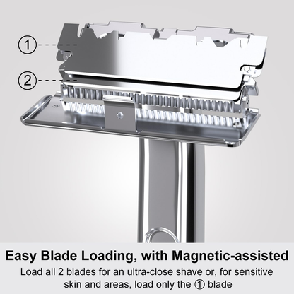 Stainless Steel Razor, 2-layer Single Edge Razor 3.0, Silver