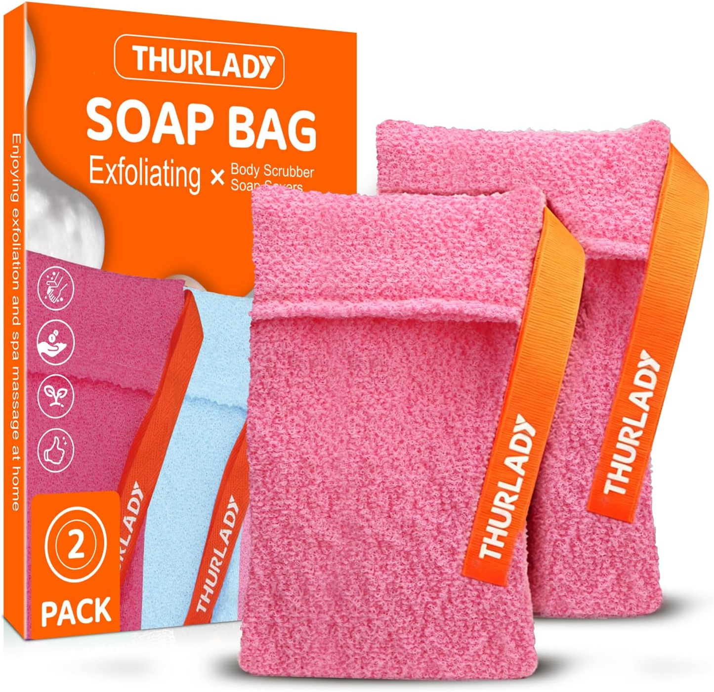 Exfoliating Soap Saver Bags for Deep Cleansing, 2 Pack, Pink