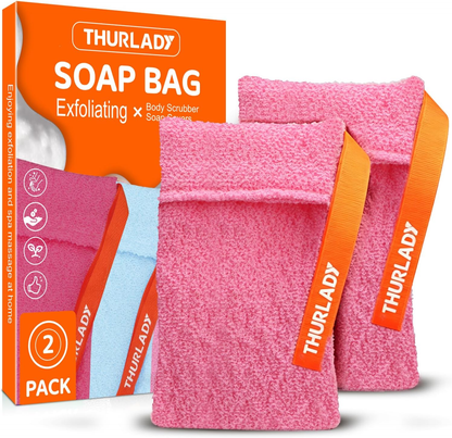 Exfoliating Soap Saver Bags for Deep Cleansing, 2 Pack, Pink