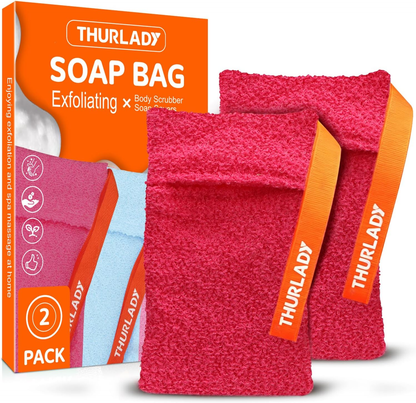 Exfoliating Soap Saver Bags for Deep Cleansing, 2 Pack, Rose