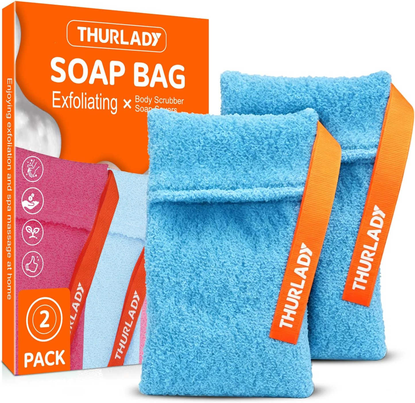 Exfoliating Soap Saver Bags for Deep Cleansing, 2 Pack, Blue