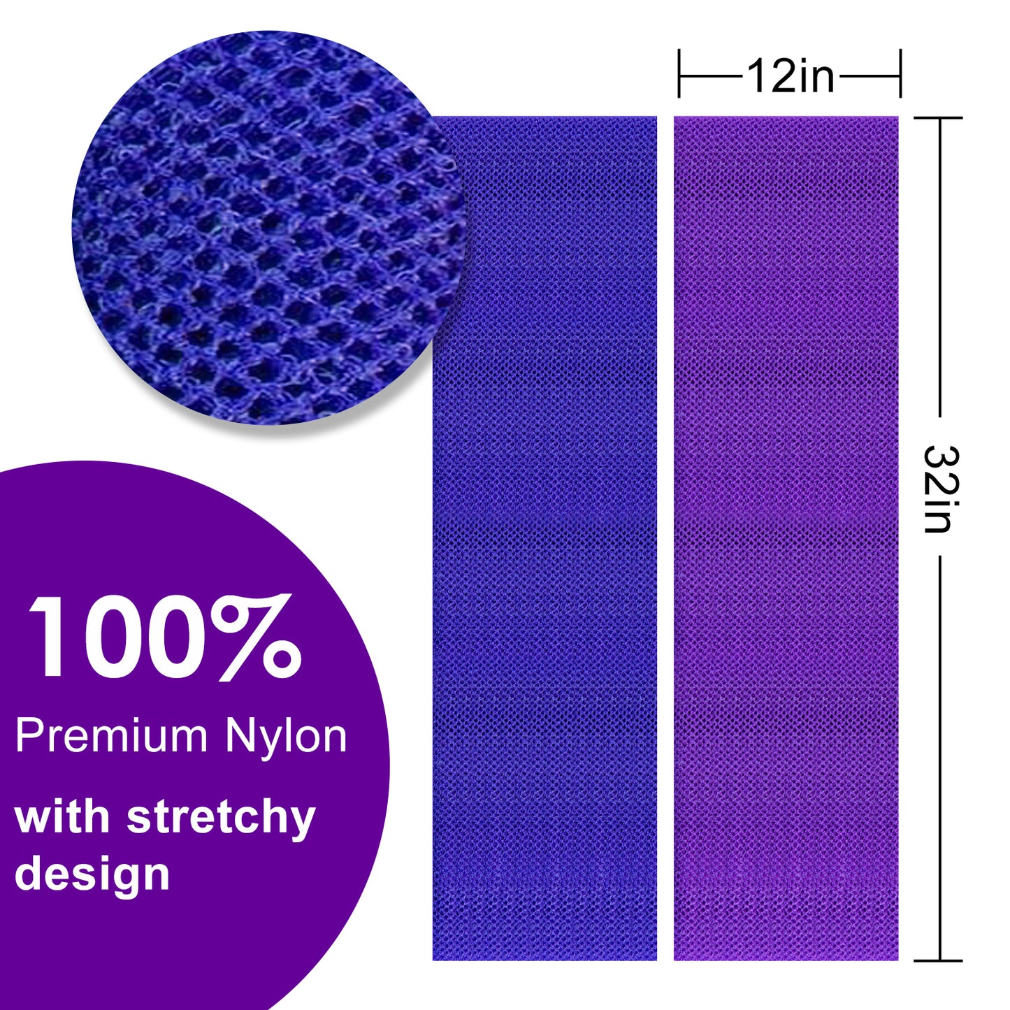 African Bath Sponge, Exfoliating Body Back Scrubber for All Skin Types, Blue & Purple