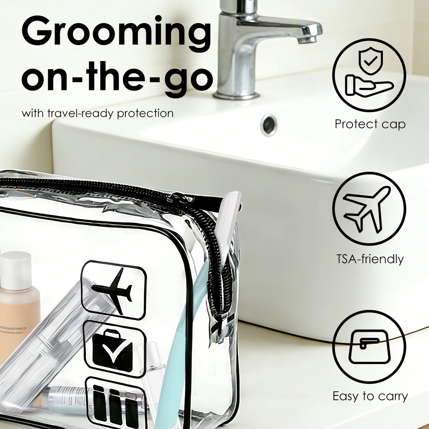 Dermaplane Razor, Metal with Silicone, 1 Handle and 10 Blades, Blue