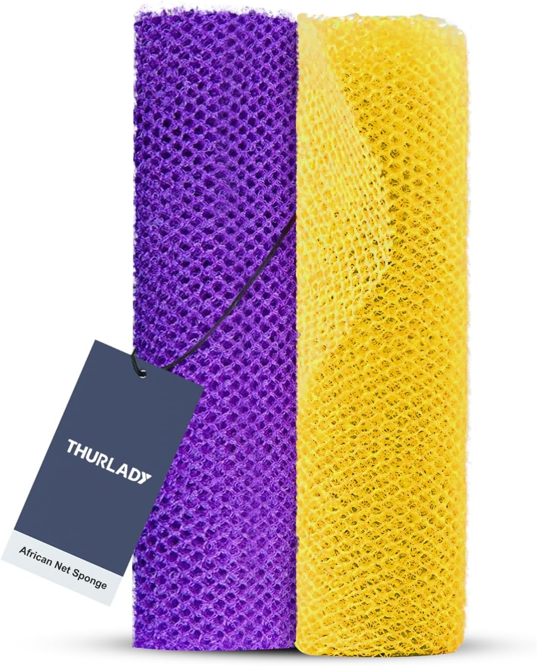 African Bath Sponge, Exfoliating Body Back Scrubber for All Skin Types, Yellow & Purple