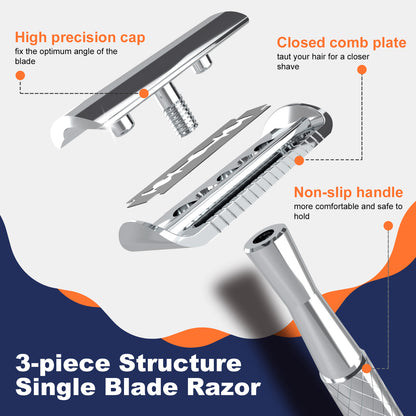 Bright Silver Single Blade Double Edge Safety Razor