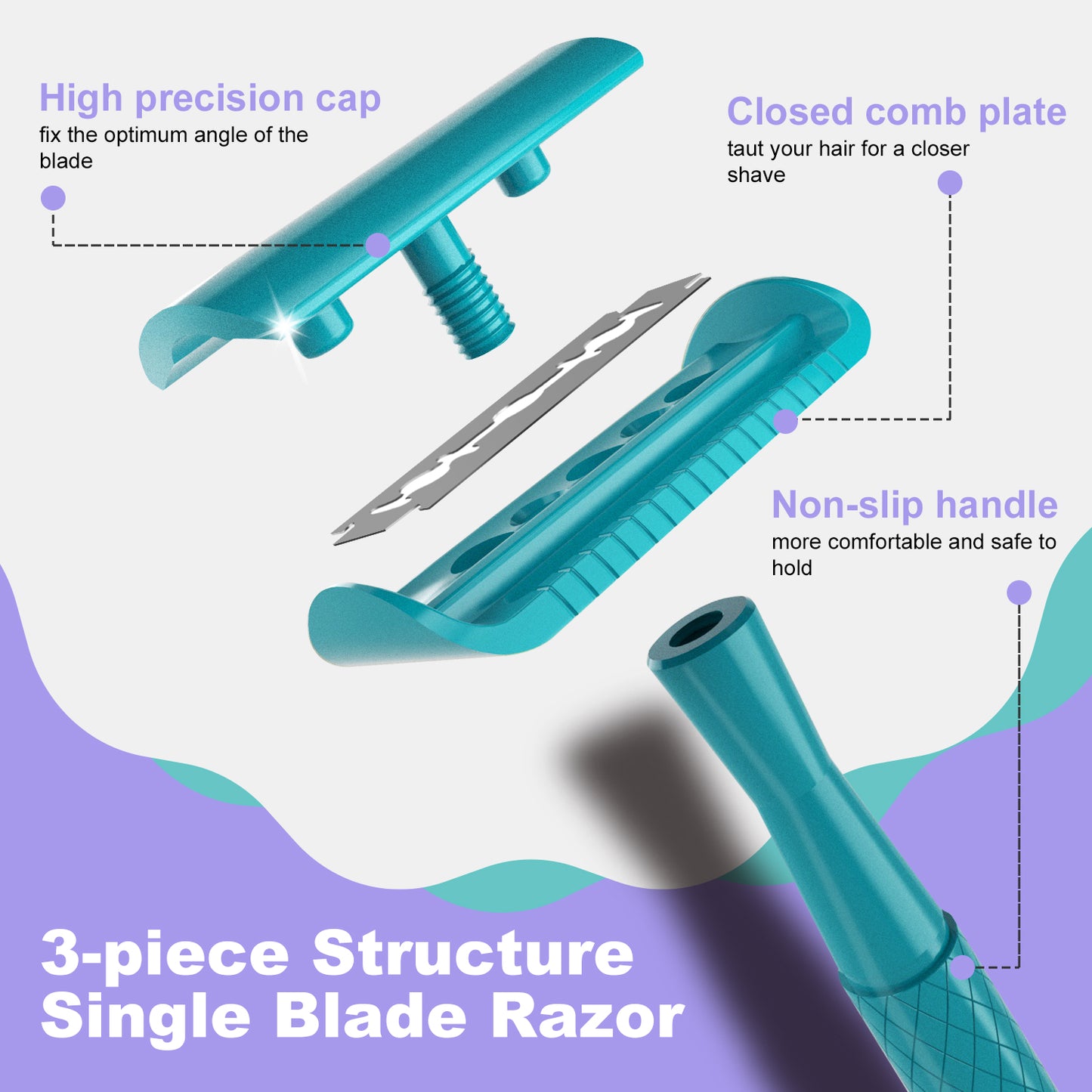 Teal Blue Single Blade Double Edge Safety Razor