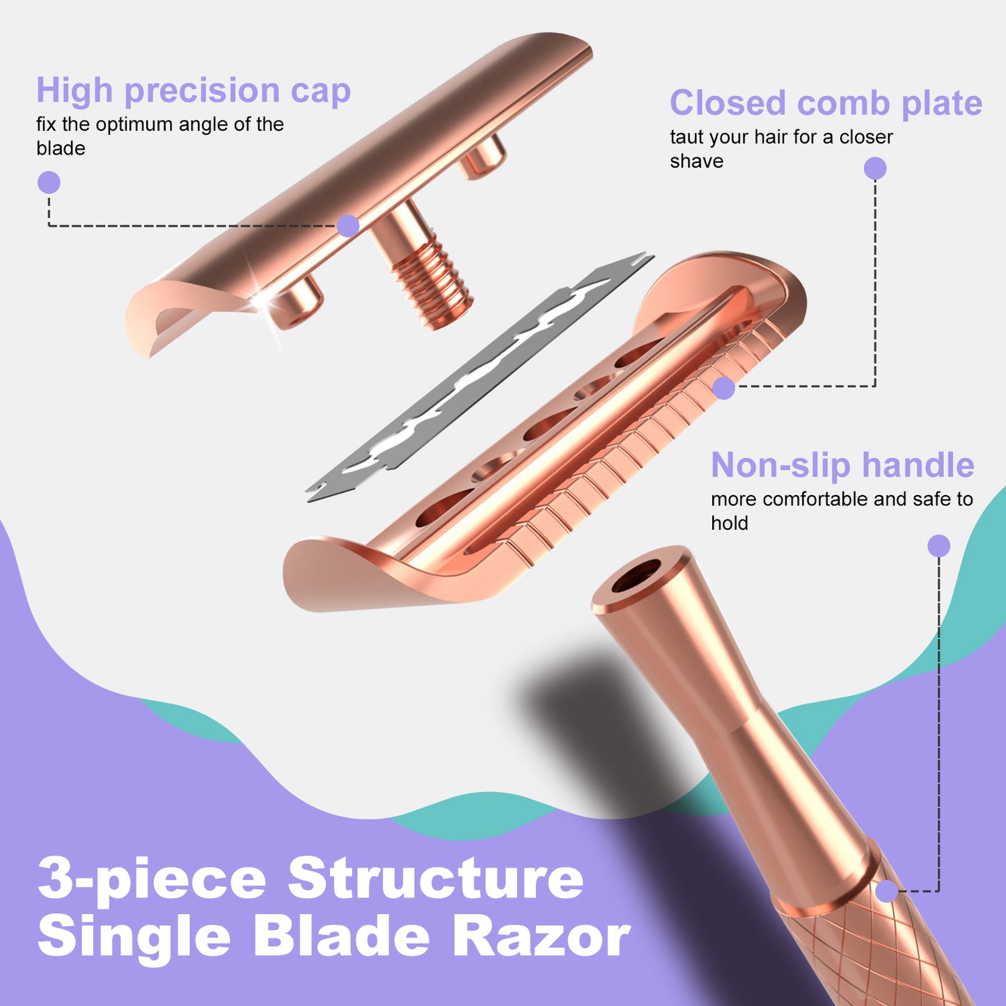 Rose Gold Single Blade Double Edge Safety Razor