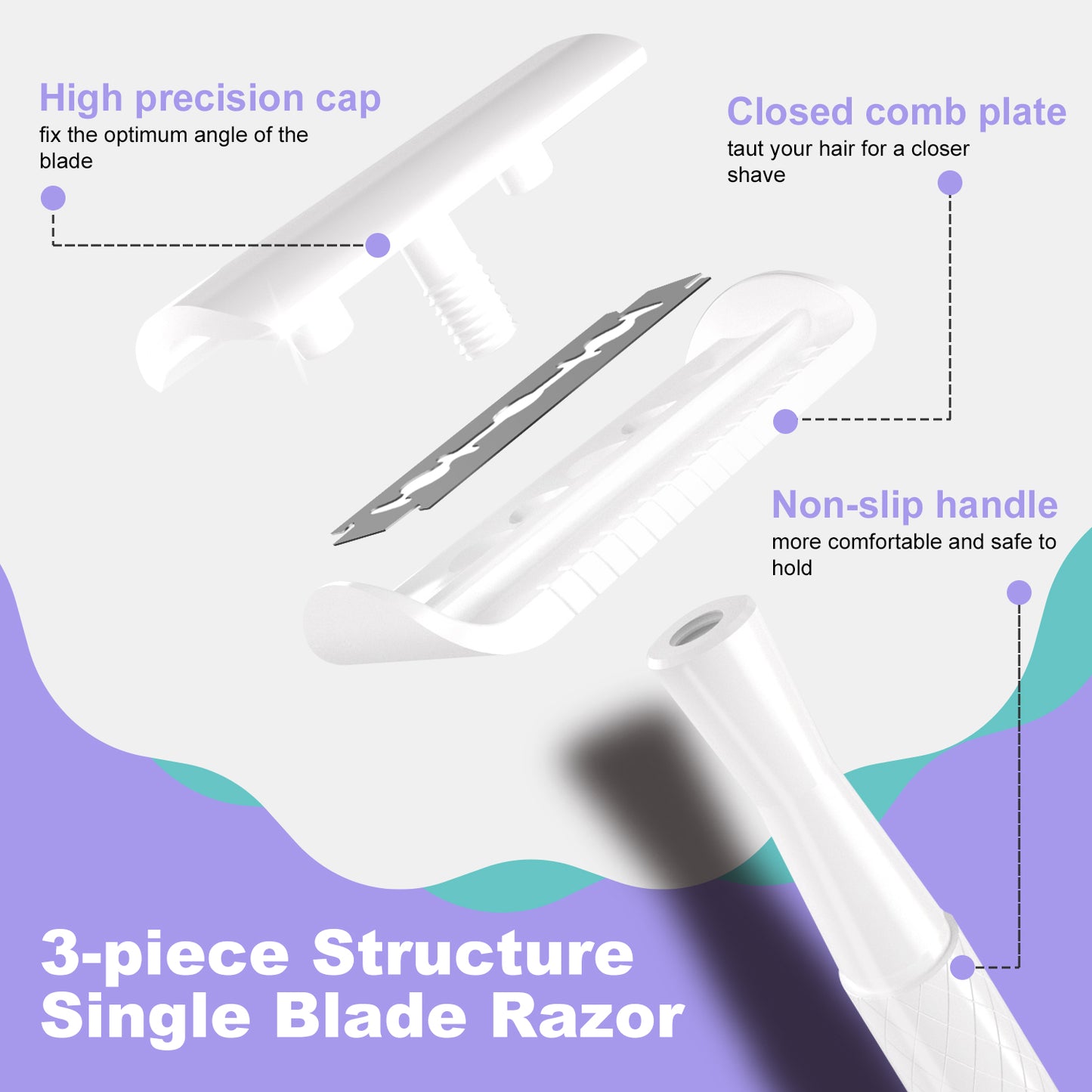 White Single Blade Double Edge Safety Razor