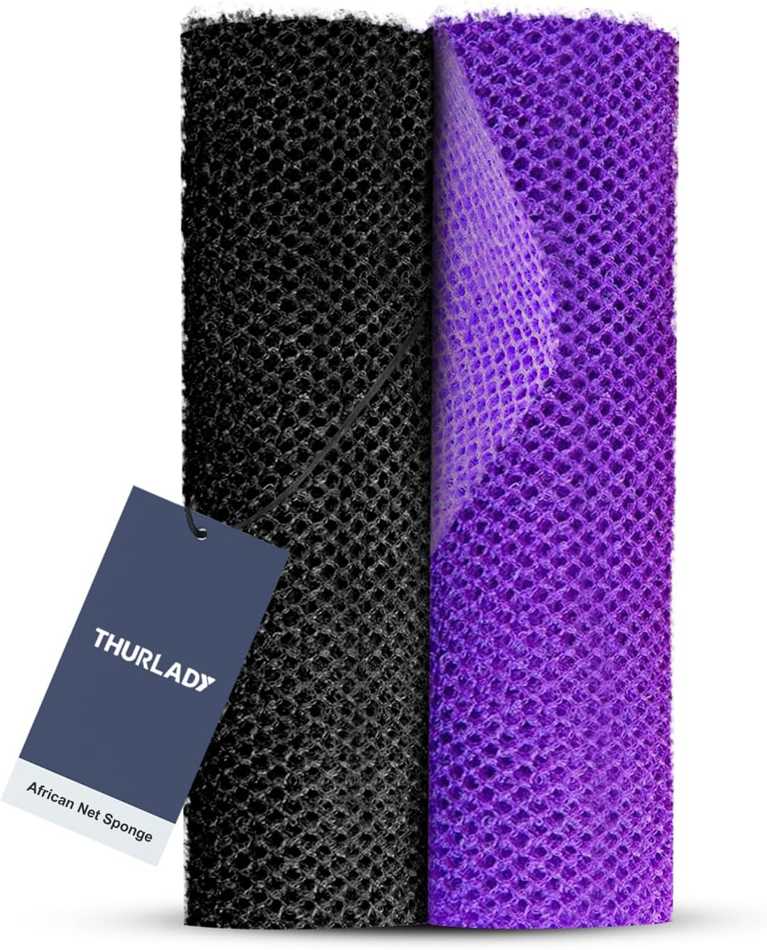 African Bath Sponge, Exfoliating Body Back Scrubber for All Skin Types, Purple & Black