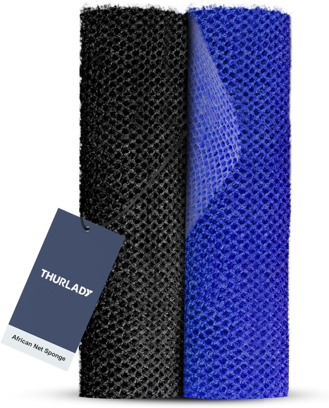 African Bath Sponge, Exfoliating Body Back Scrubber for All Skin Types, Blue & Black