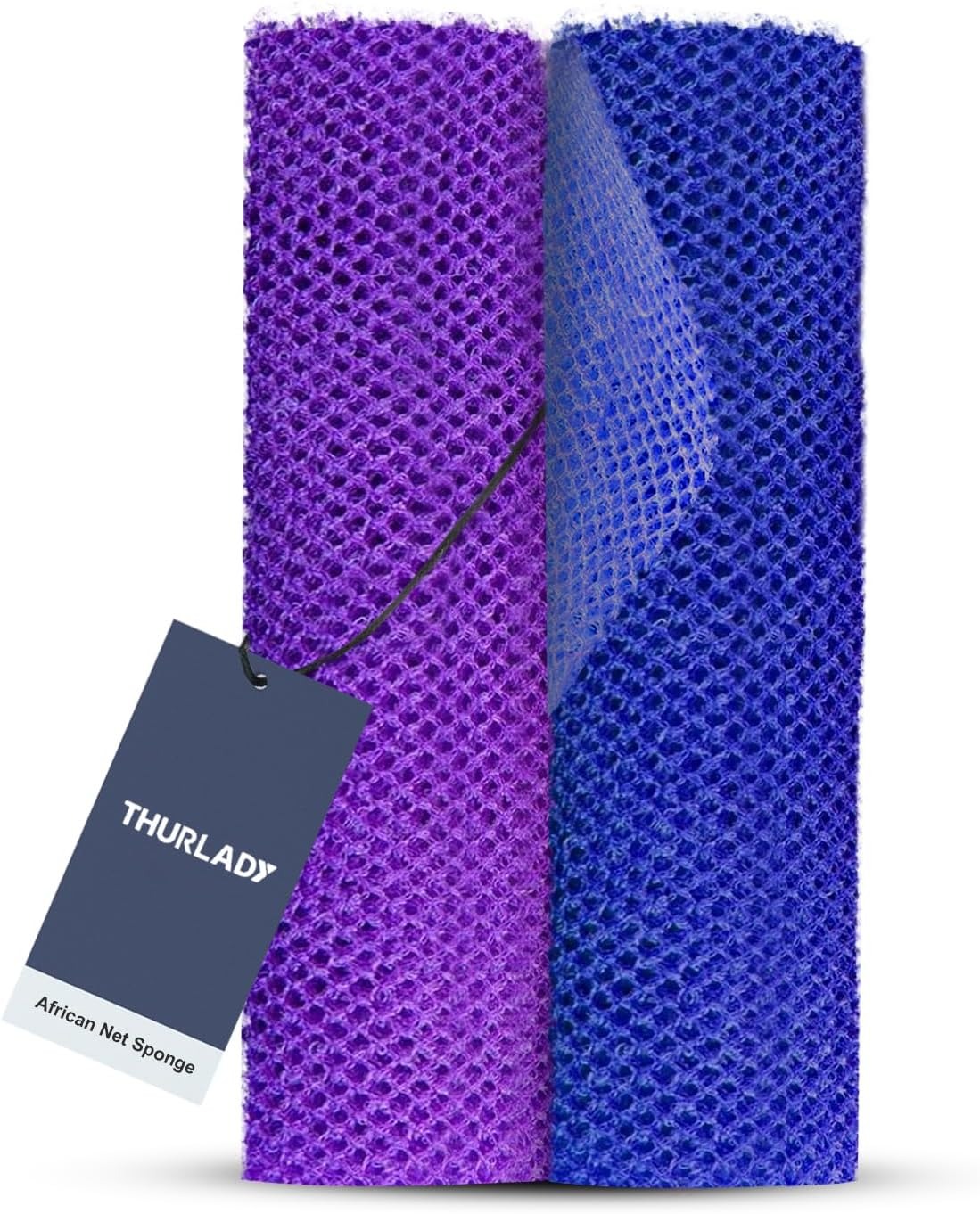 African Bath Sponge, Exfoliating Body Back Scrubber for All Skin Types, Blue & Purple