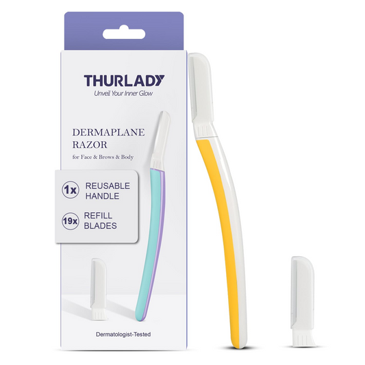 Dermaplane Razor for Women Face (Yellow, 1 Razor & 18 Blade Refills)