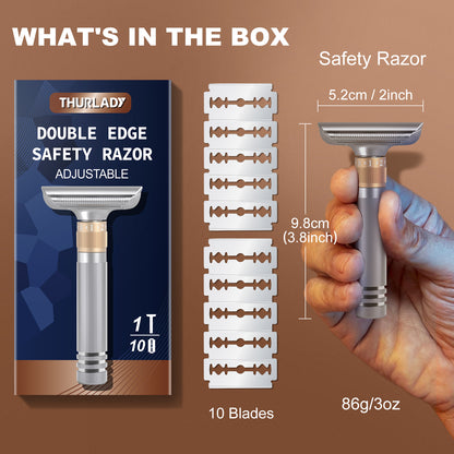 Matte Silver - Adjustable Single Blade Double Edge Safety Razor