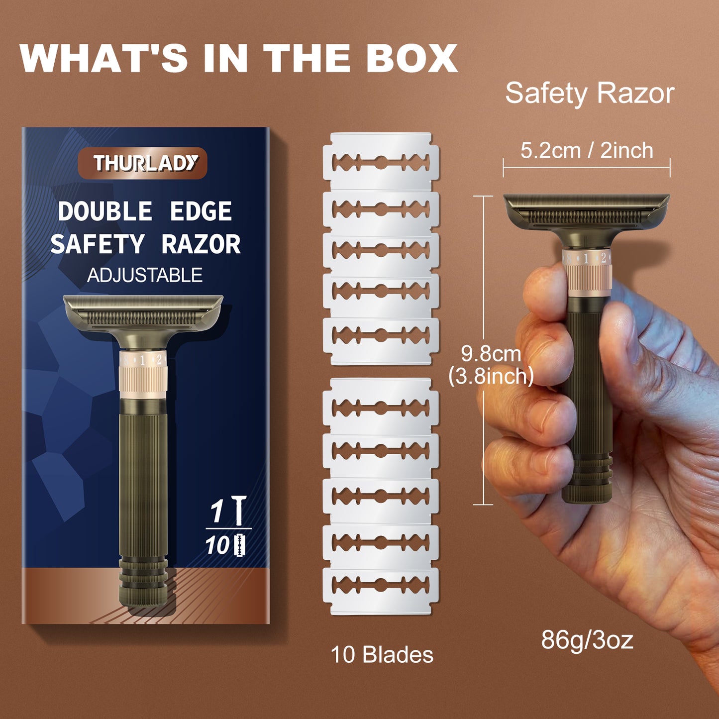 Copper - Adjustable Single Blade Double Edge Safety Razor