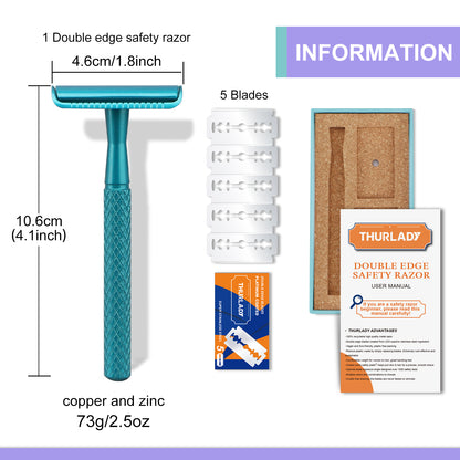 Teal Blue Single Blade Double Edge Safety Razor