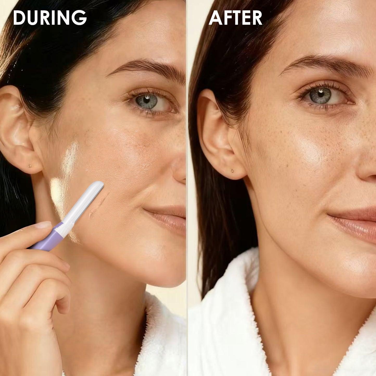 Dermaplane Razor, Metal with Silicone, 1 Handle and 10 Blades, Purple