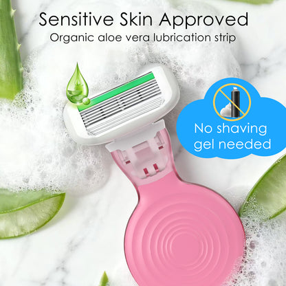 Travel Razors for Women, 1 Mini Razor Handle with 3 Cartridges and 1 Case (Cherry Pink)