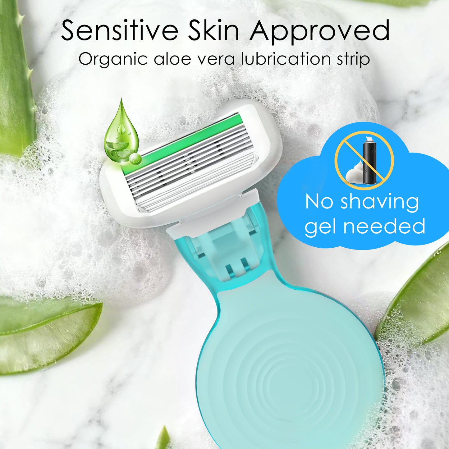 Travel Razors for Women, 1 Mini Razor Handle with 3 Cartridges and 1 Case (Ocean Blue)