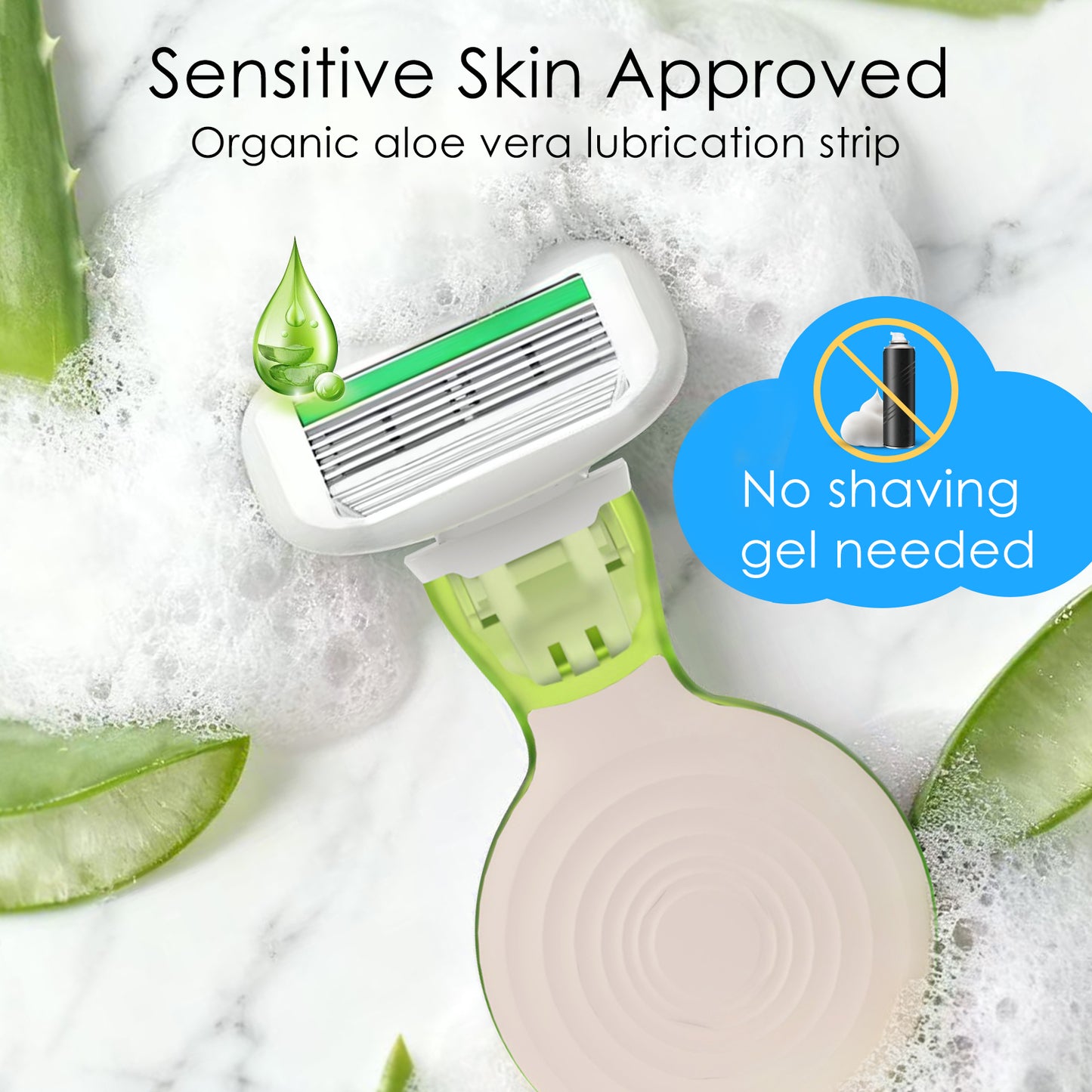 Travel Razors for Women, 1 Mini Razor Handle with 3 Cartridges and 1 Case (Grass Green)