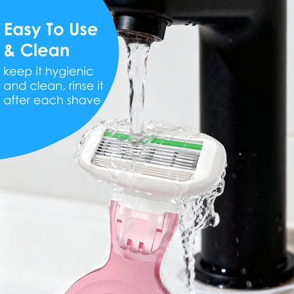 Travel Razors for Women, 1 Mini Razor Handle with 3 Cartridges and 1 Case (Cherry Pink)