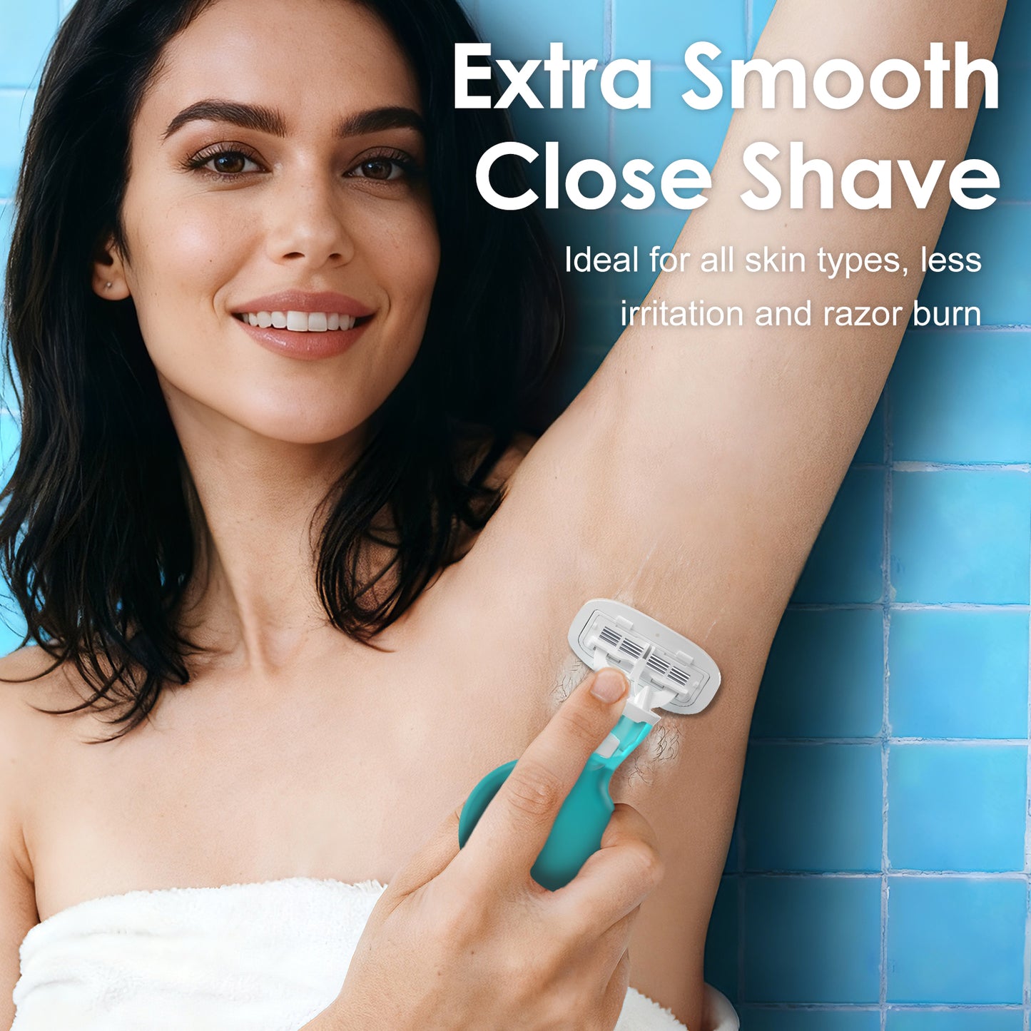 Travel Razors for Women, 1 Mini Razor Handle with 3 Cartridges and 1 Case (Ocean Blue)
