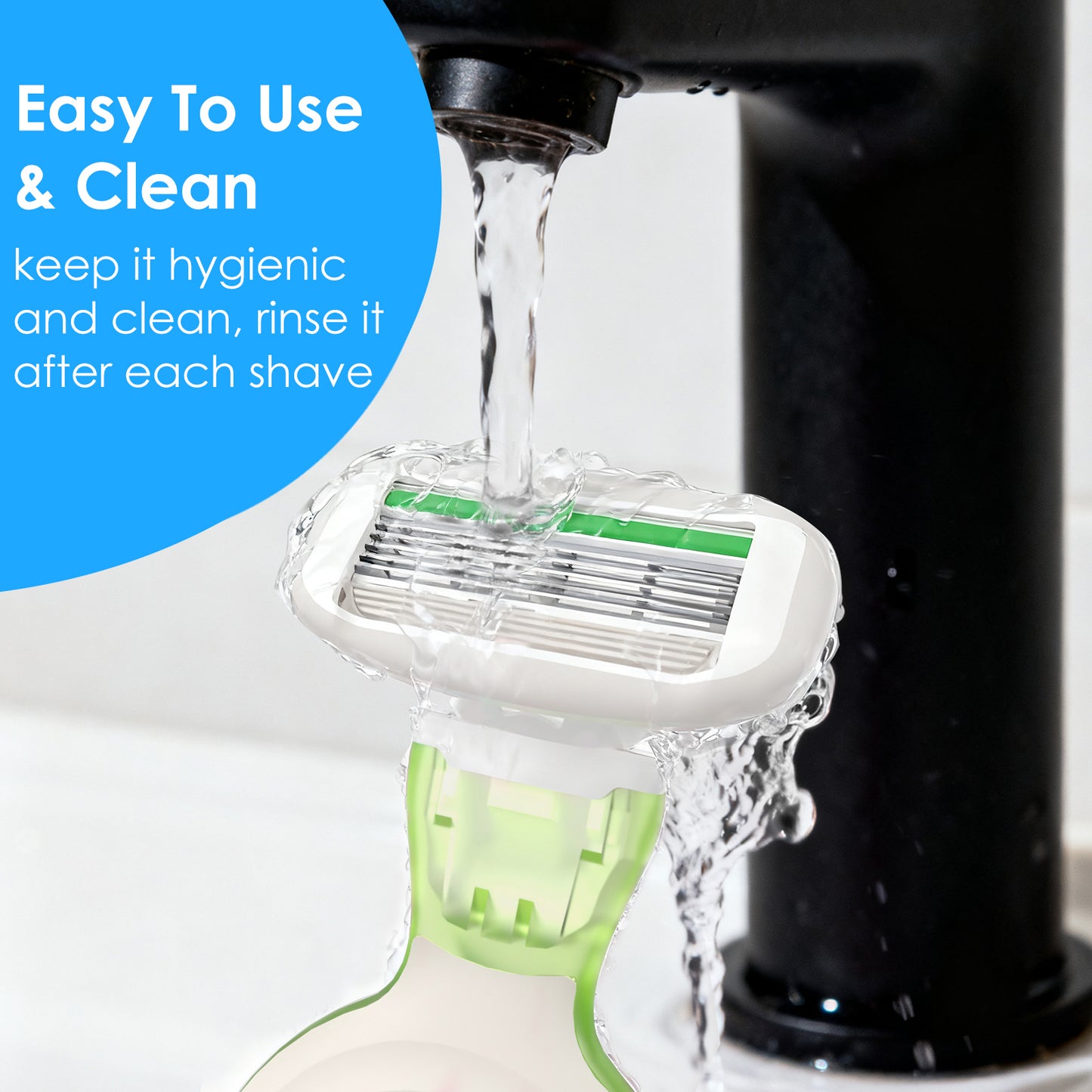 Travel Razors for Women, 1 Mini Razor Handle with 3 Cartridges and 1 Case (Grass Green)