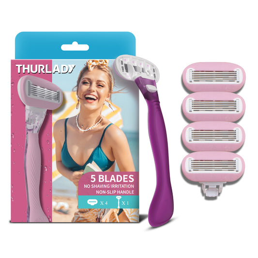 Lavender Purple Basic 5-blade Razors for Women - 1 Razor with 4 Refills